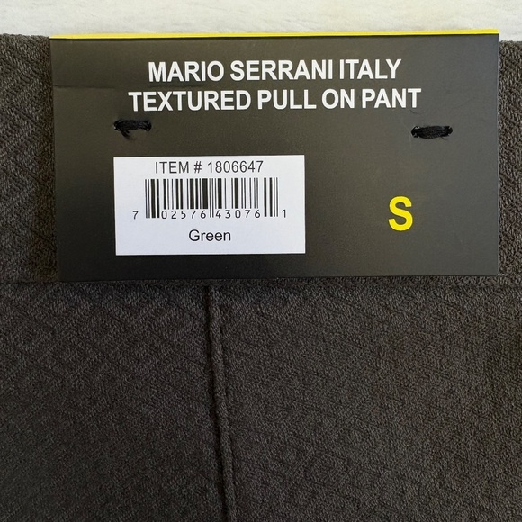 Mario Serrani Textured Slim Pull-On Pants, Green/Diamond Pattern, Small, NWT - Picture 4 of 13